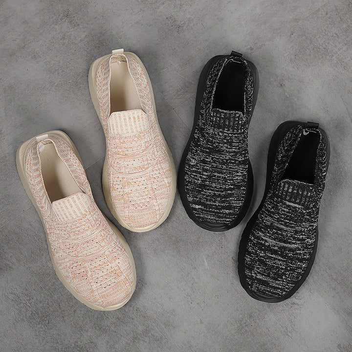 Women nan sock-like comfort slippers with textured knit upper material and cushioned EVA wedge sole Mune Fashion