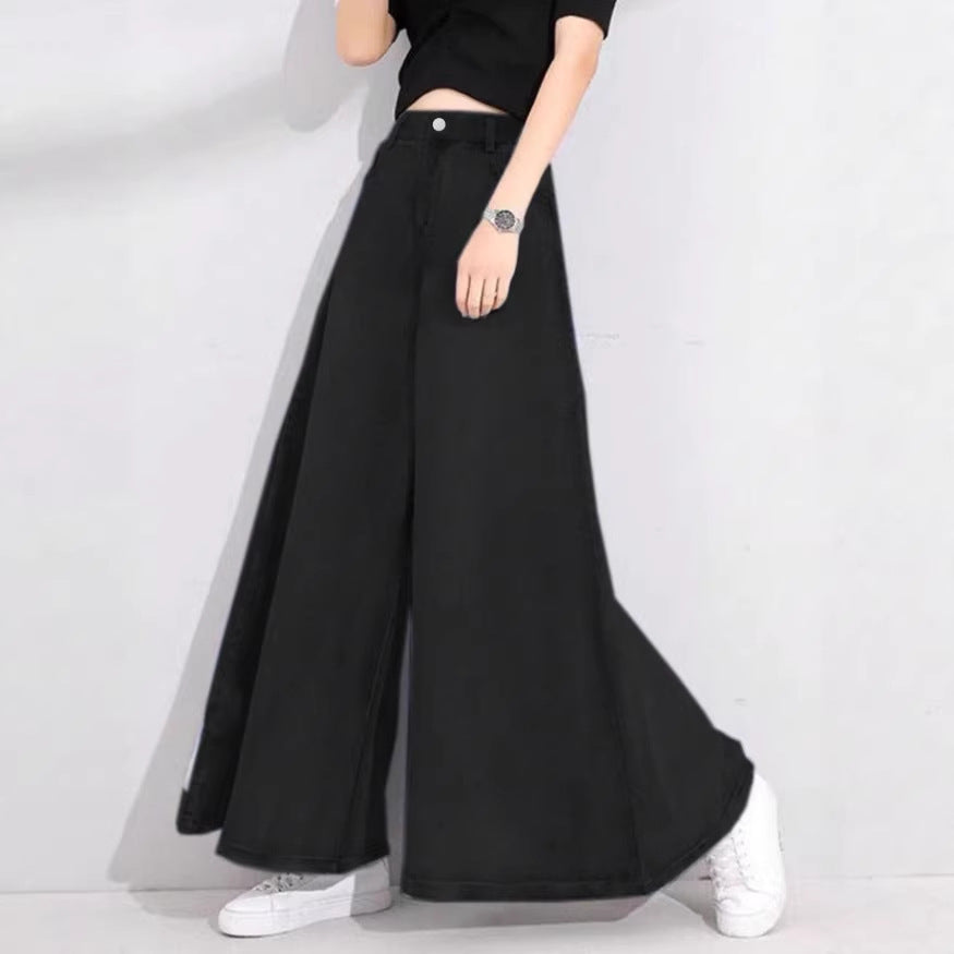 Women's High-Waisted Palazzo Jeans with Extra Wide Leg and Flowing Denim Mune Fashion