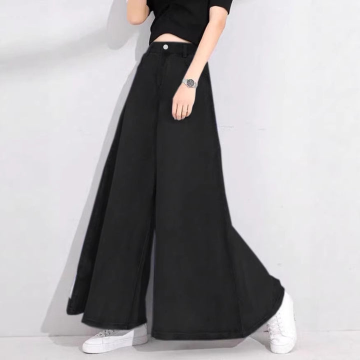 Women's High-Waisted Palazzo Jeans with Extra Wide Leg and Flowing Denim Mune Fashion