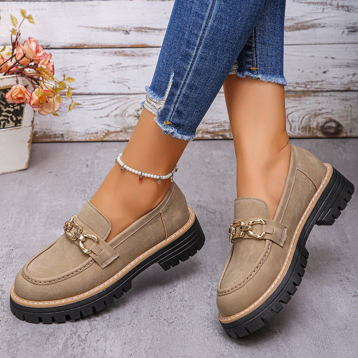 Women Elegant Moccasins with Robust Profile Mune Fashion