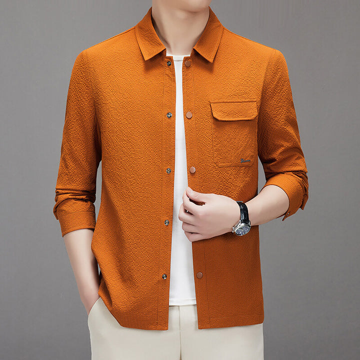 Men's Casual Structured Overshirt with Chest Pocket and Button Placket Mune Fashion