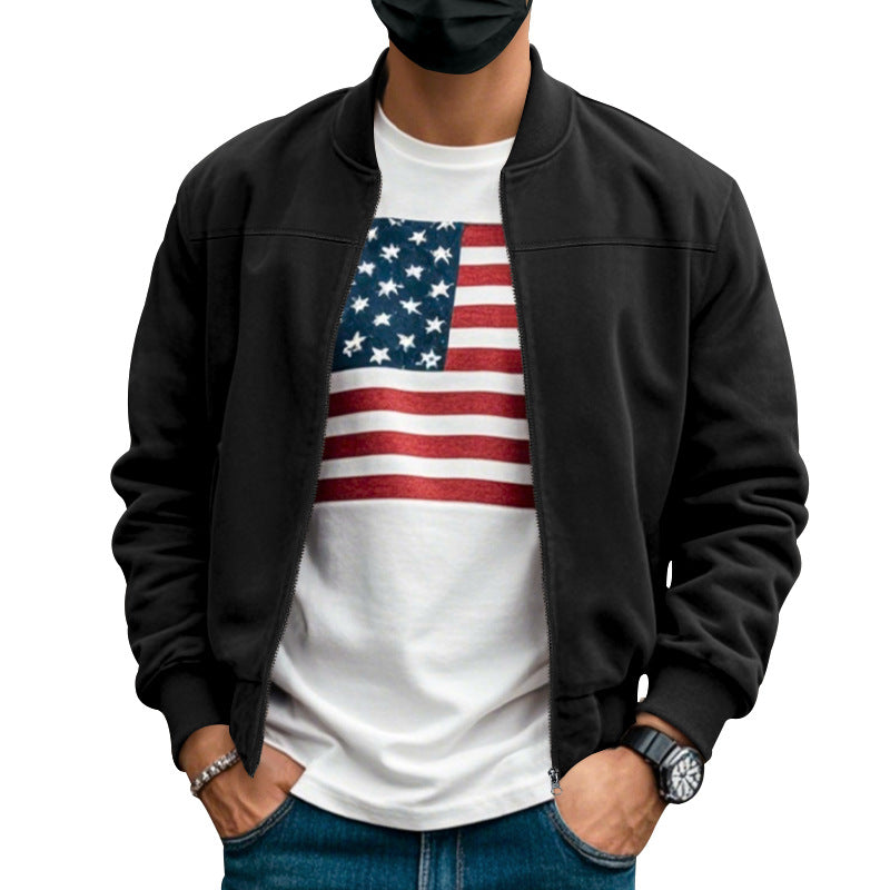Men's suede look bomber jacket with zipper and ribbed cuffs Mune Fashion