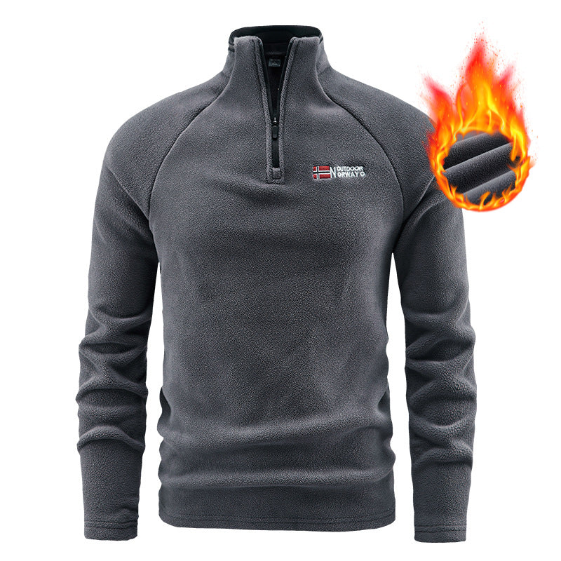 Men's insulating fleece half-zip with high standing collar, raglan sleeves & micro teddy structure Mune Fashion