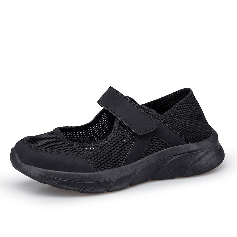 Women's Nan Comfort Strap Sneakers with Velcro Seamless Knit Shaft and Cushioning Lightweight Sole Mune Fashion