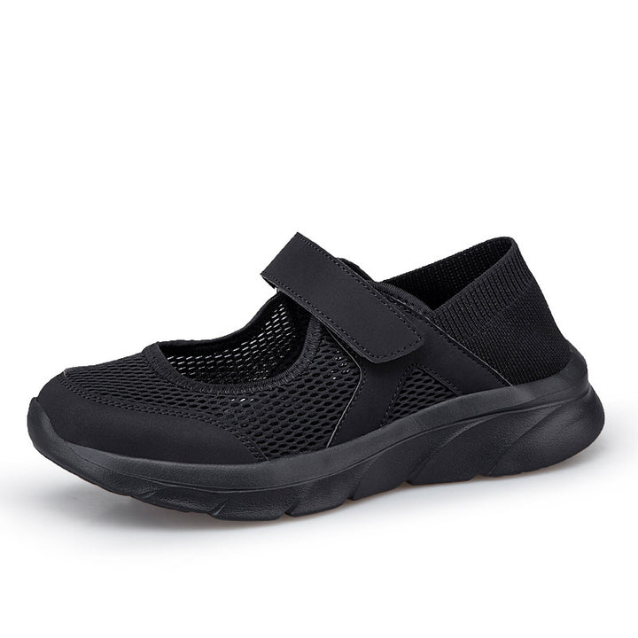 Women's Nan Comfort Strap Sneakers with Velcro Seamless Knit Shaft and Cushioning Lightweight Sole Mune Fashion