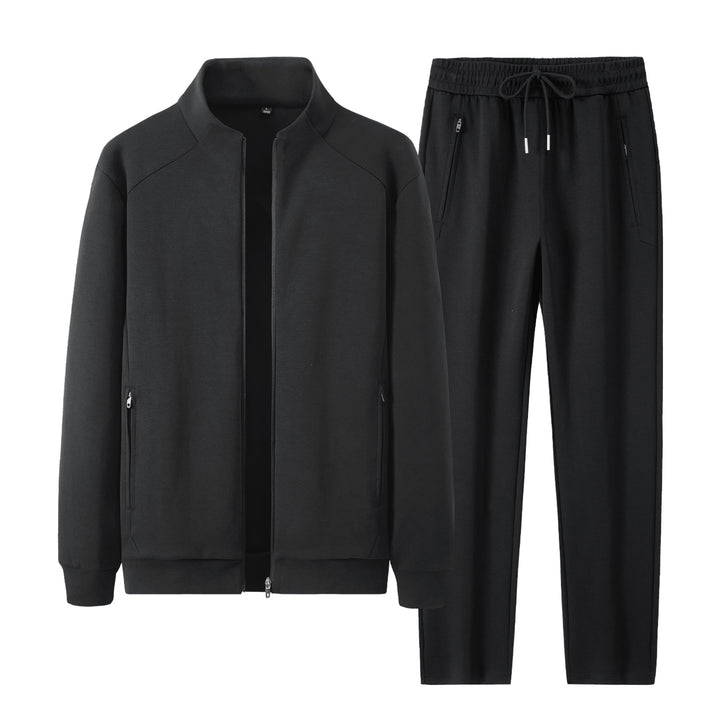 Men's two-piece minimalist jogging set with stand-up collar, two-way zipper & zip pockets Mune Fashion