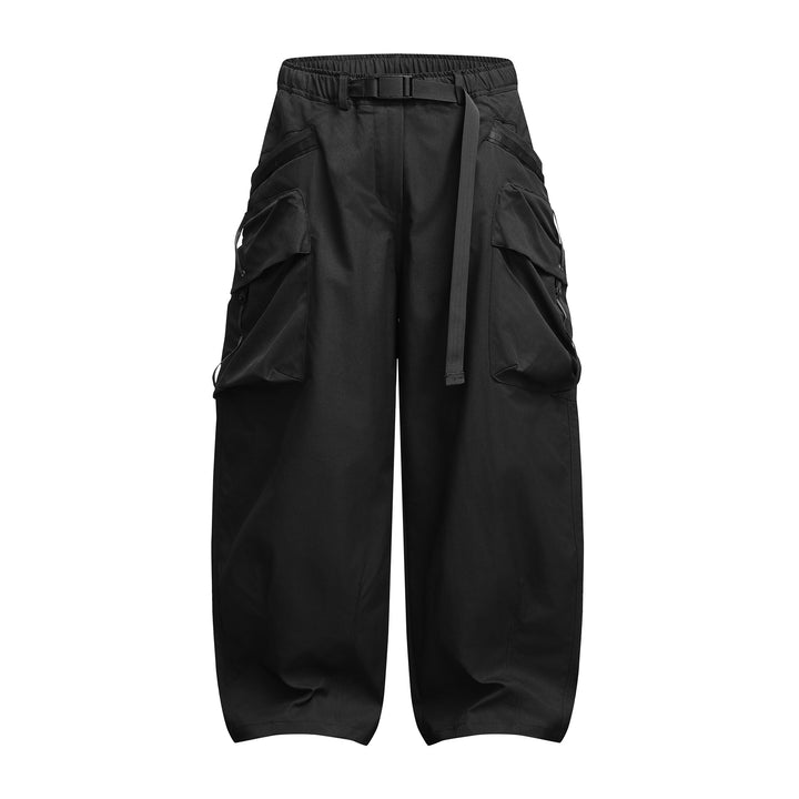 Women's Wide Cargo Culotte with Applied Pockets and Integrated Webbing Belt Mune Fashion