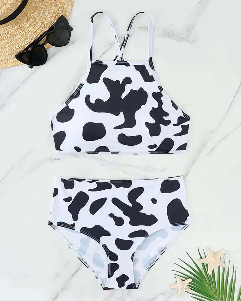 Women's High Neck Bikini with Creative Animal Print Pattern Mune Fashion