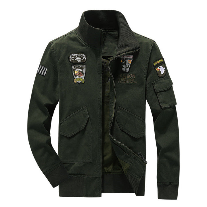 Men's cotton canvas bomber jacket with padded thermal lining and shoulder epaulettes Mune Fashion