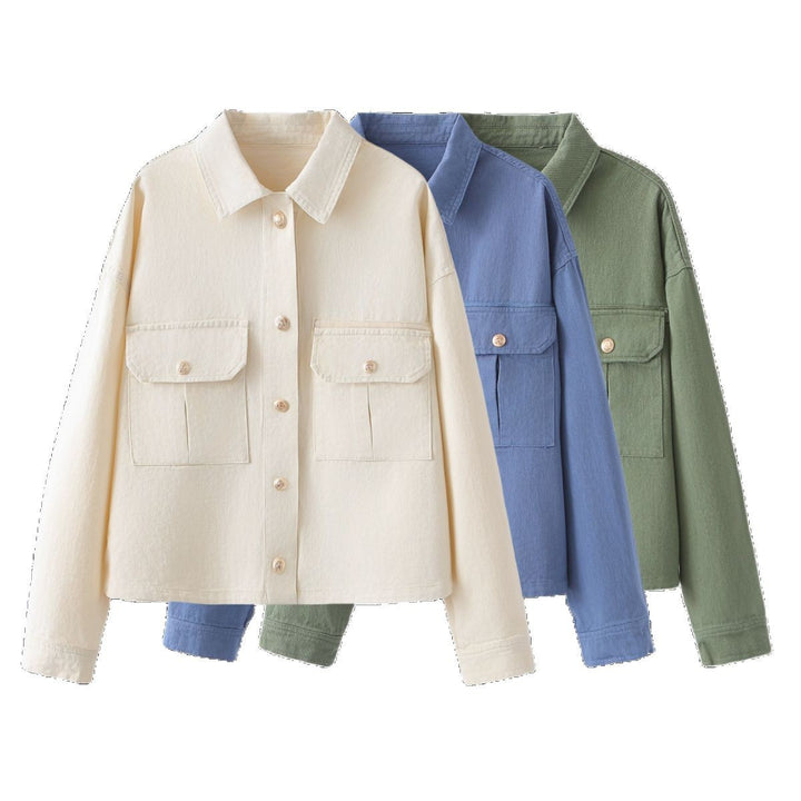 Women's Oversize Utility Jacket made of twill with appliquéd chest pockets Mune Fashion