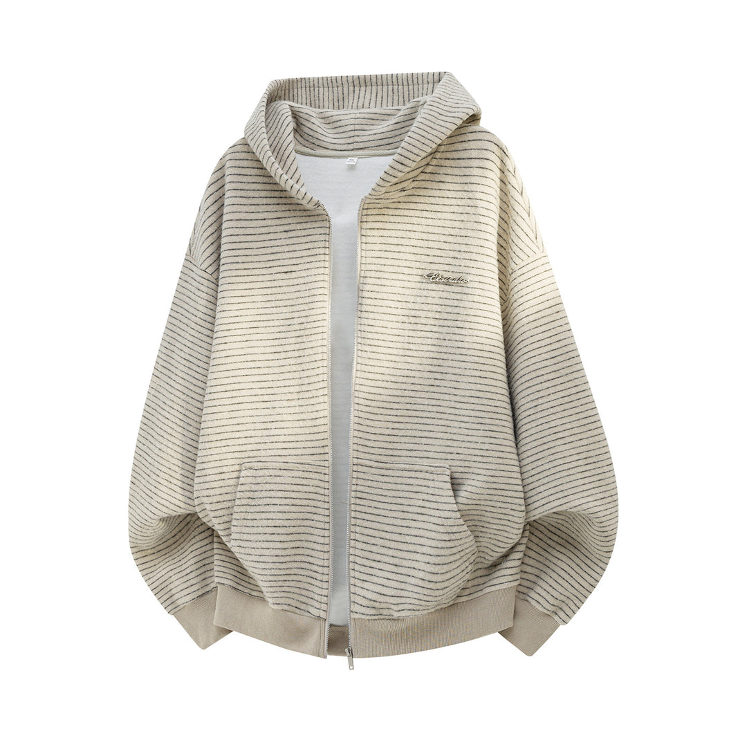 Unisex Oversize Hoodie with continuous zipper, fine stripe knit and kangaroo pockets Mune Fashion