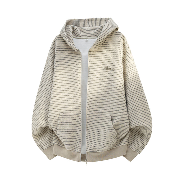 Unisex Oversize Hoodie with continuous zipper, fine stripe knit and kangaroo pockets Mune Fashion