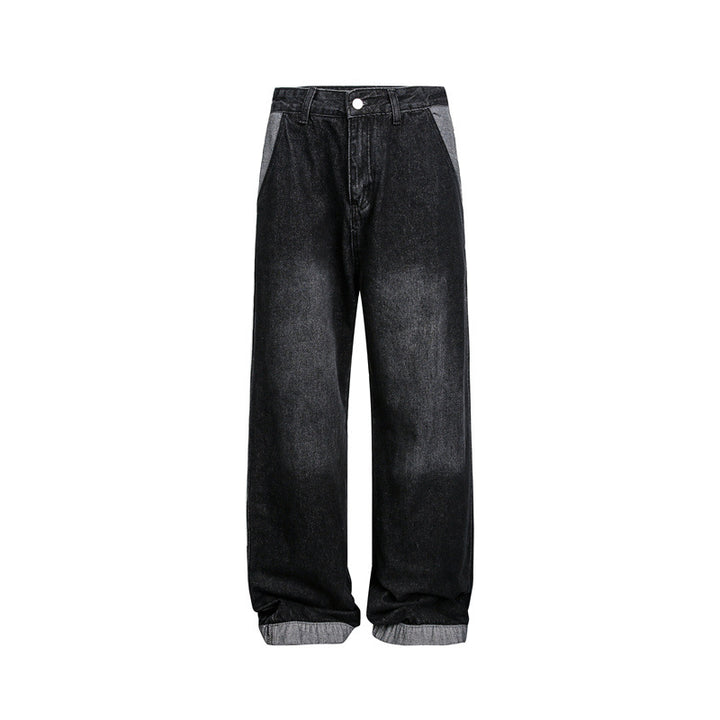 Unisex Wide Baggy Denim Pants with High Waist and Contrasting Pockets Mune Fashion