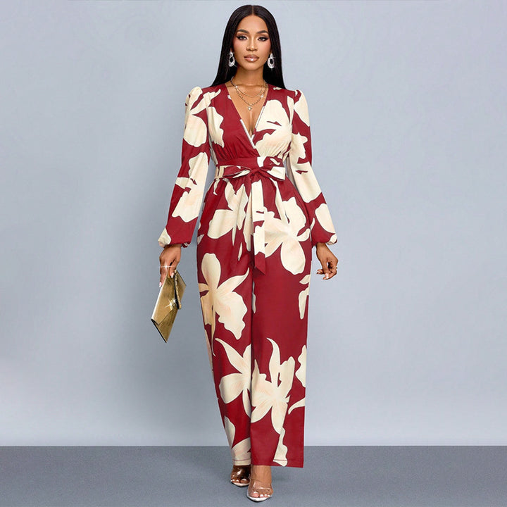 Women Elegant Maxi Dress with Deep V-Neck and Novoline Mune Fashion