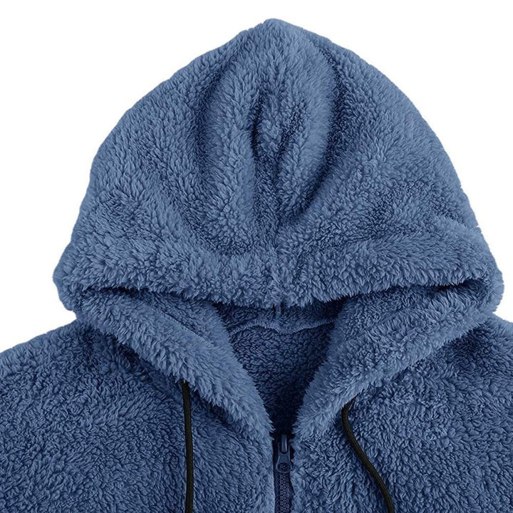 Men's teddy plush zip hoodie with oversized hood, concealed zipper, and side pockets Mune Fashion