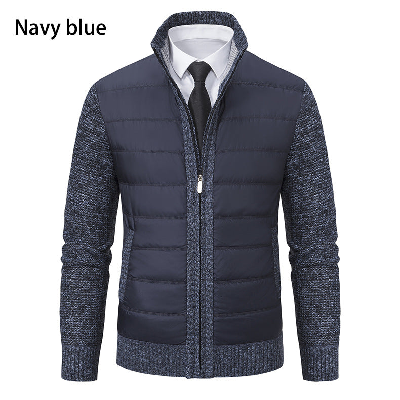 Men's quilted hybrid cardigan with stand-up collar, zipper, and slip pockets Mune Fashion