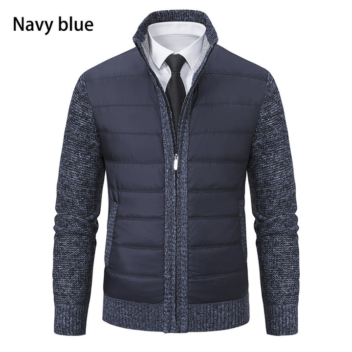 Men's quilted hybrid cardigan with stand-up collar, zipper, and slip pockets Mune Fashion