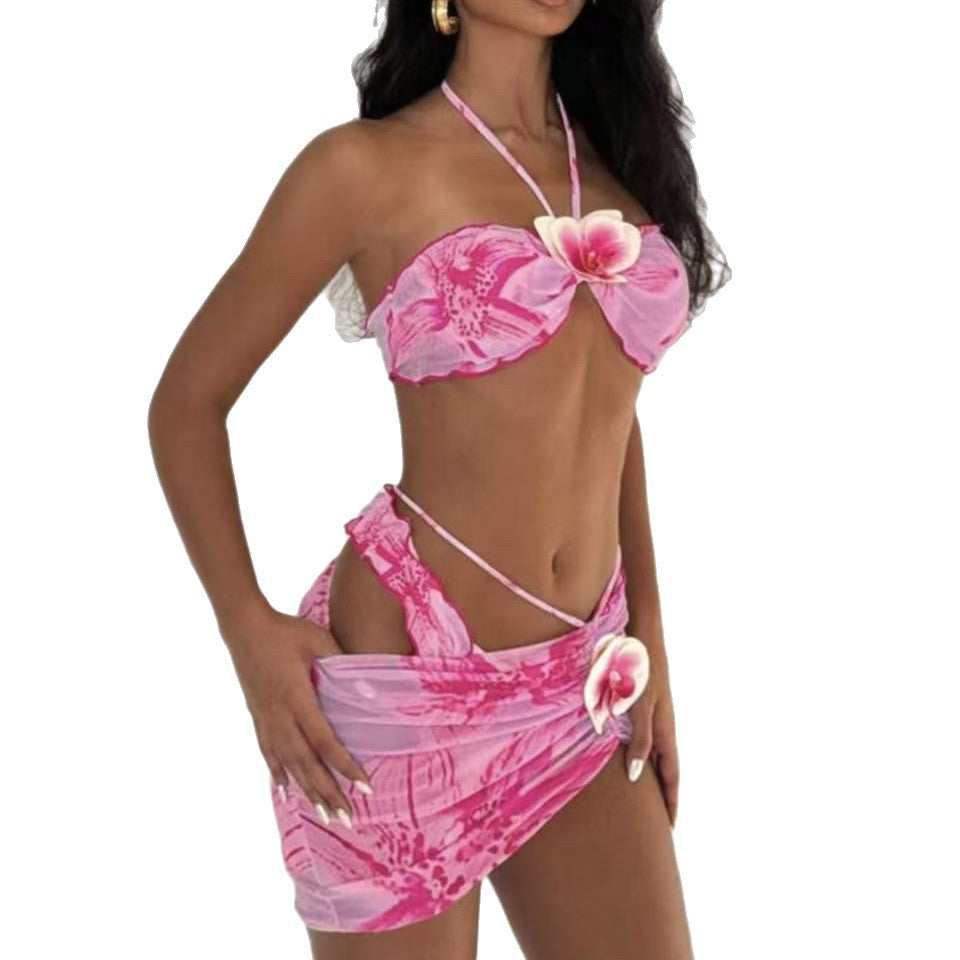 Women's Bikini Set with Floral Wrap Skirt Mune Fashion