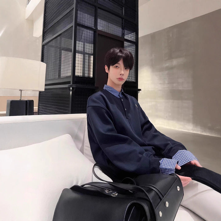Men's Casual Oversized Sweater with Collar Mune Fashion