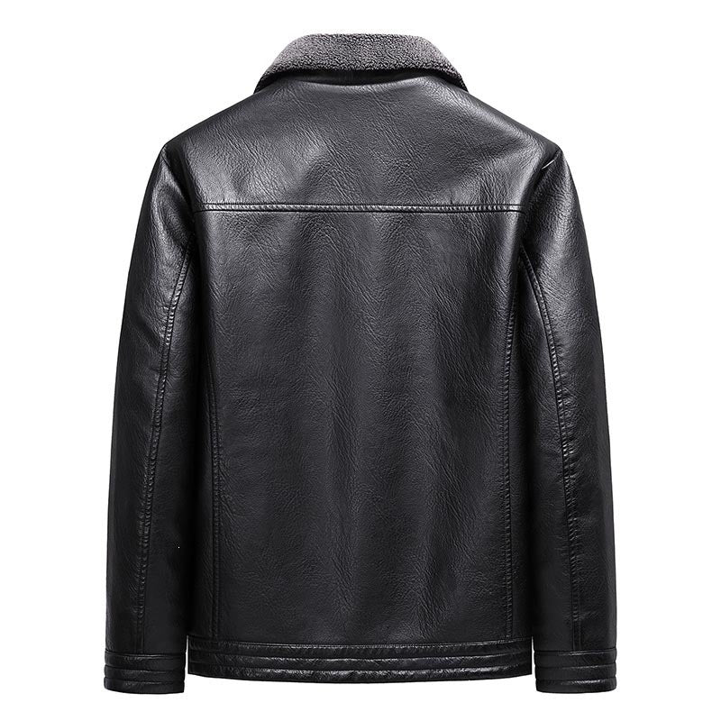 Men's Modern Faux Leather Blazer with Teddy Lining Mune Fashion