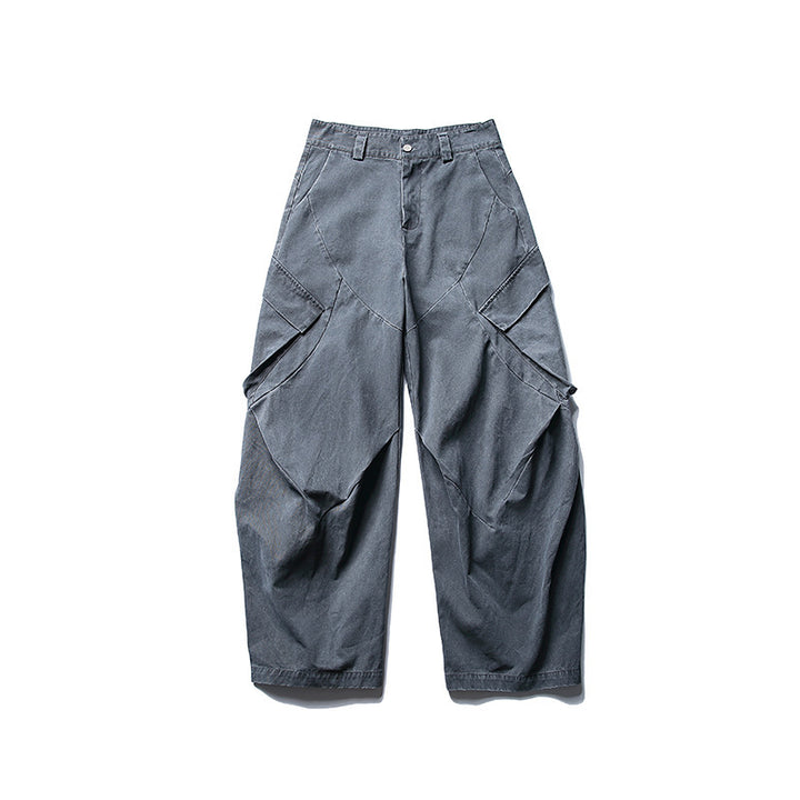 Men's wide cargo pants with asymmetrical flap pockets and cropped leg Mune Fashion