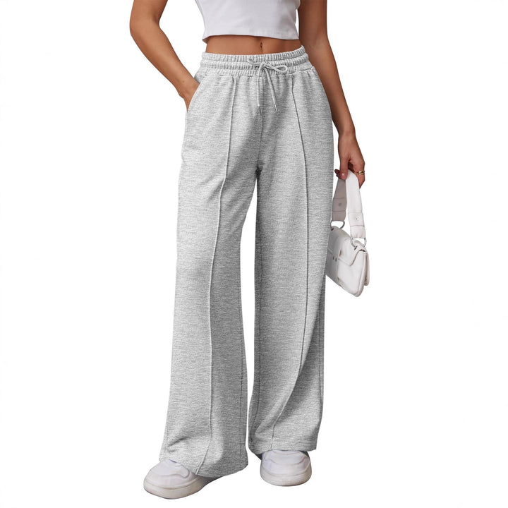 Women's nan Palazzo joggers with double comfort waistband, decorative seam front and side pockets Mune Fashion