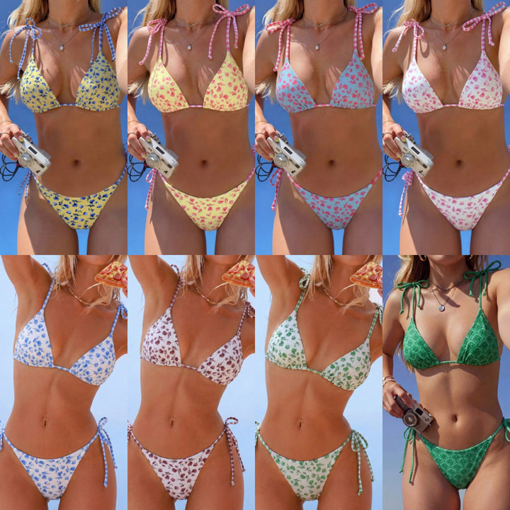 Women Triangle Bikini with playful floral pattern Mune Fashion