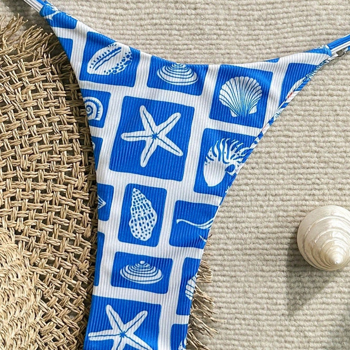Women Triangle Bikini with Maritime Pattern Mune Fashion