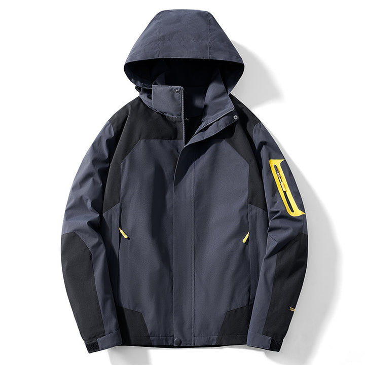 Men's technical softshell hooded jacket with contrast panels and zippered sleeve pocket Mune Fashion