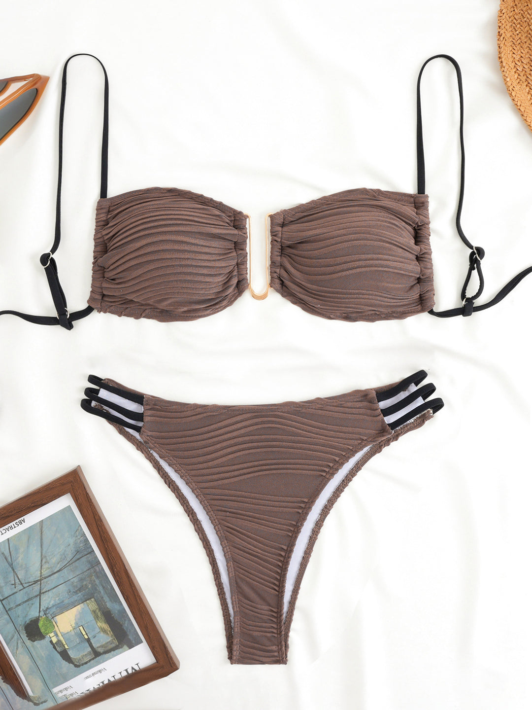 Women's triangle bikini with elegant gathering design and trendy strap details Mune Fashion