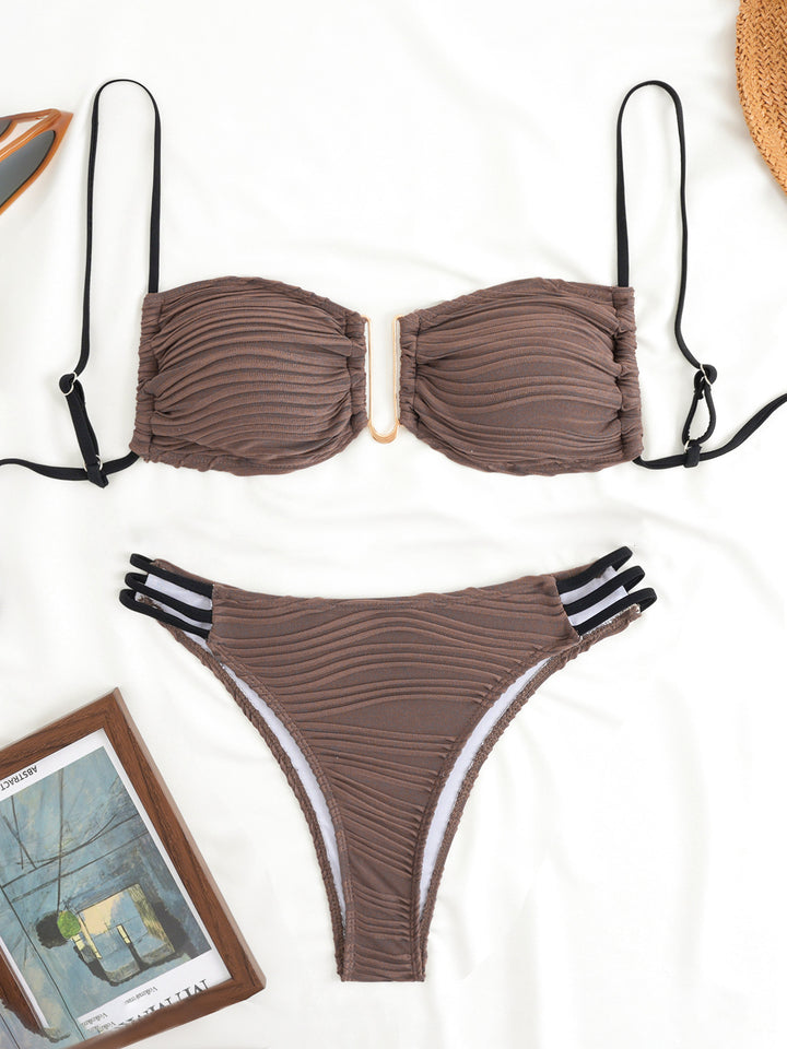 Women's triangle bikini with elegant gathering design and trendy strap details Mune Fashion