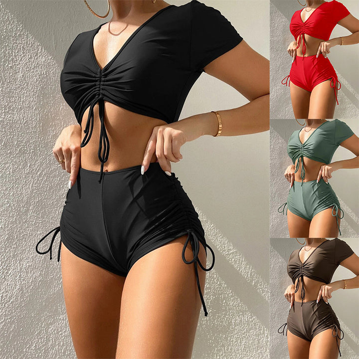 Women's Sport Bikini with Floral Design and High Waist Mune Fashion