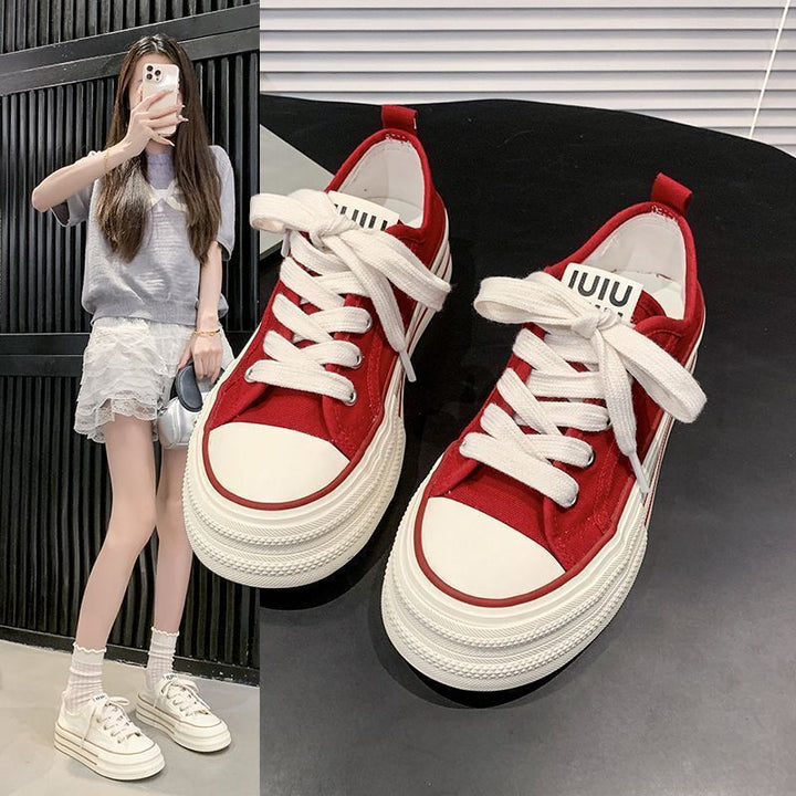 Women's Canvas Sneakers with Contrasting Details and Comfortable Laces Mune Fashion