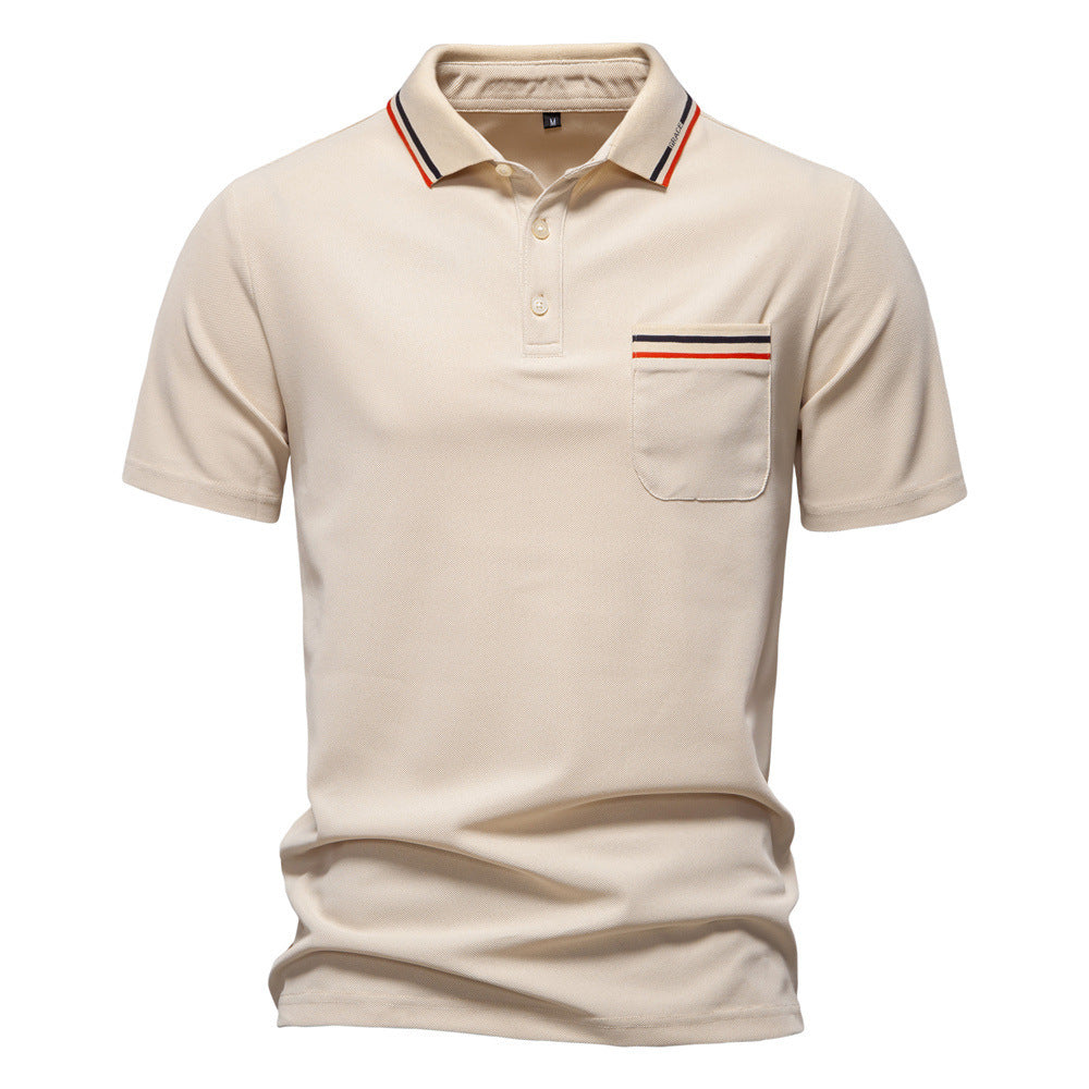 Men's modern polo shirt with patch chest pocket and contrasting trim on the polo collar Mune Fashion