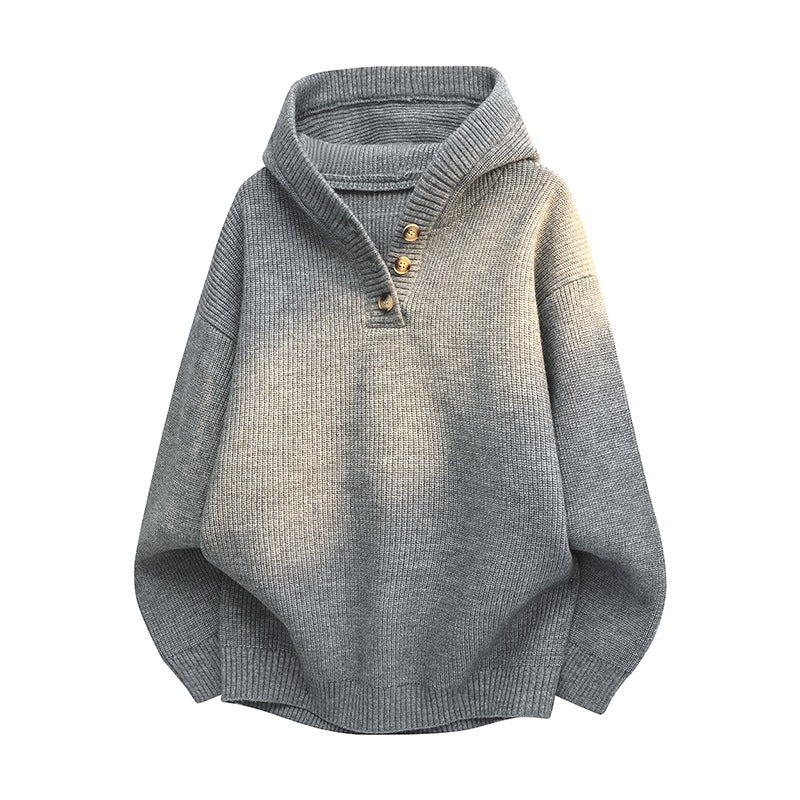 Women Relaxed Hoodie made of ribbed knit with half-button placket Mune Fashion