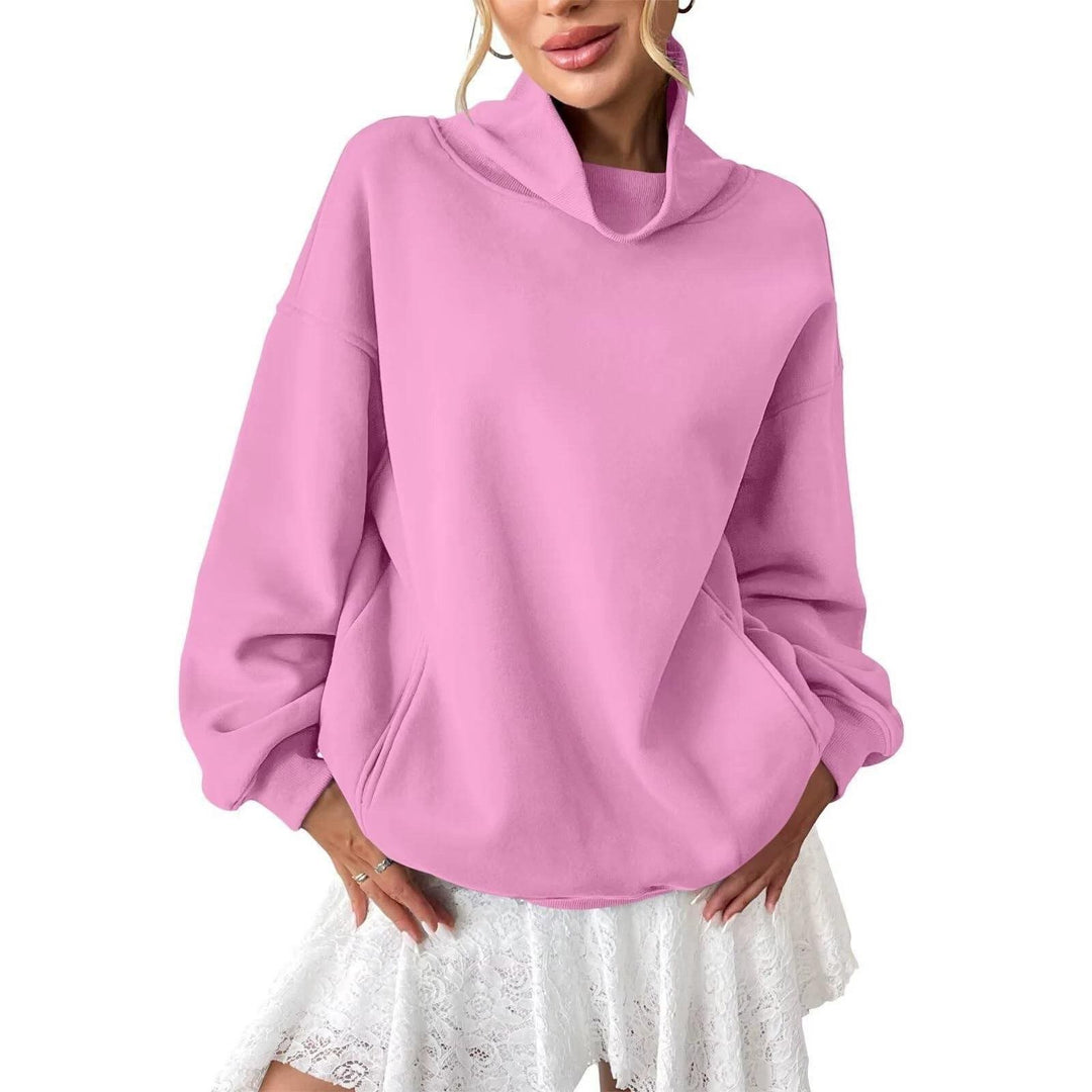 Women's Casual Oversized Sweatshirt with Funnel Neck and Kangaroo Pocket Mune Fashion