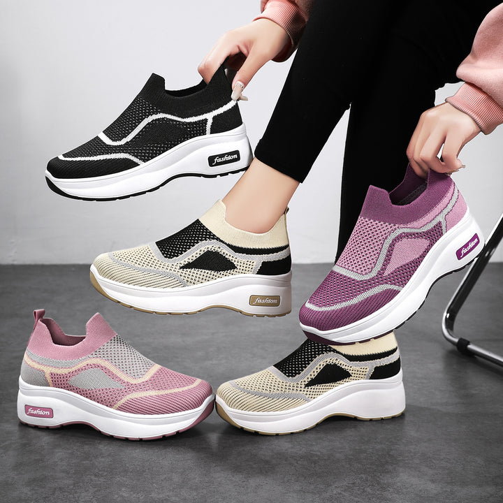 Women nan ultra-lightweight knit slip-on with ergonomic wedge sole and removable comfort insole compartment Mune Fashion