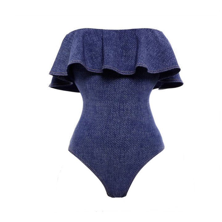 Women's bandeau swimsuit with decorative bows and striped maxi skirt Mune Fashion
