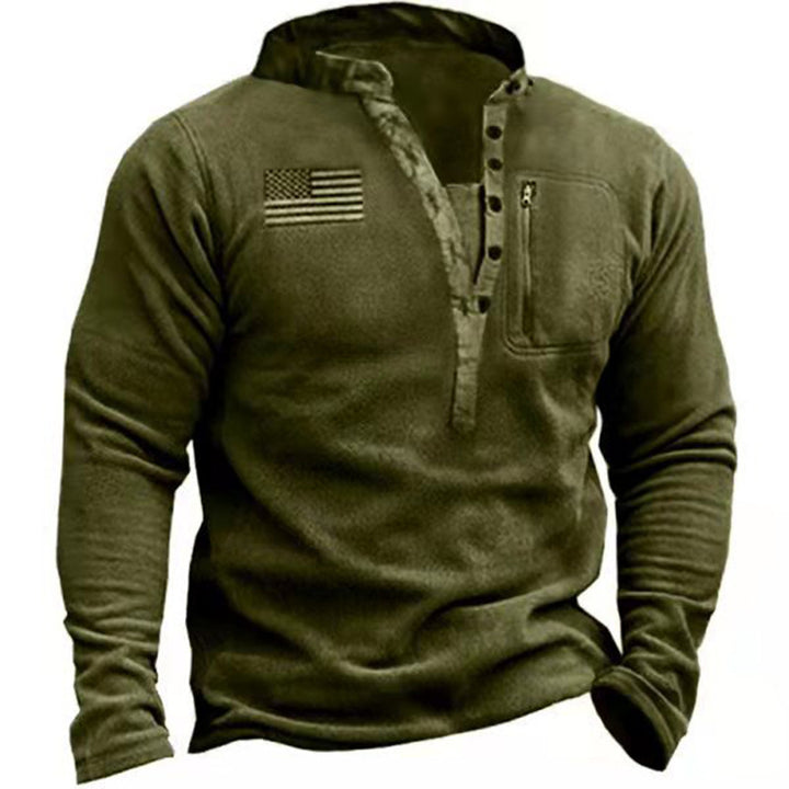 Men's nano thermal Henley fleece pullover with chest zip pocket and camouflage detail Mune Fashion