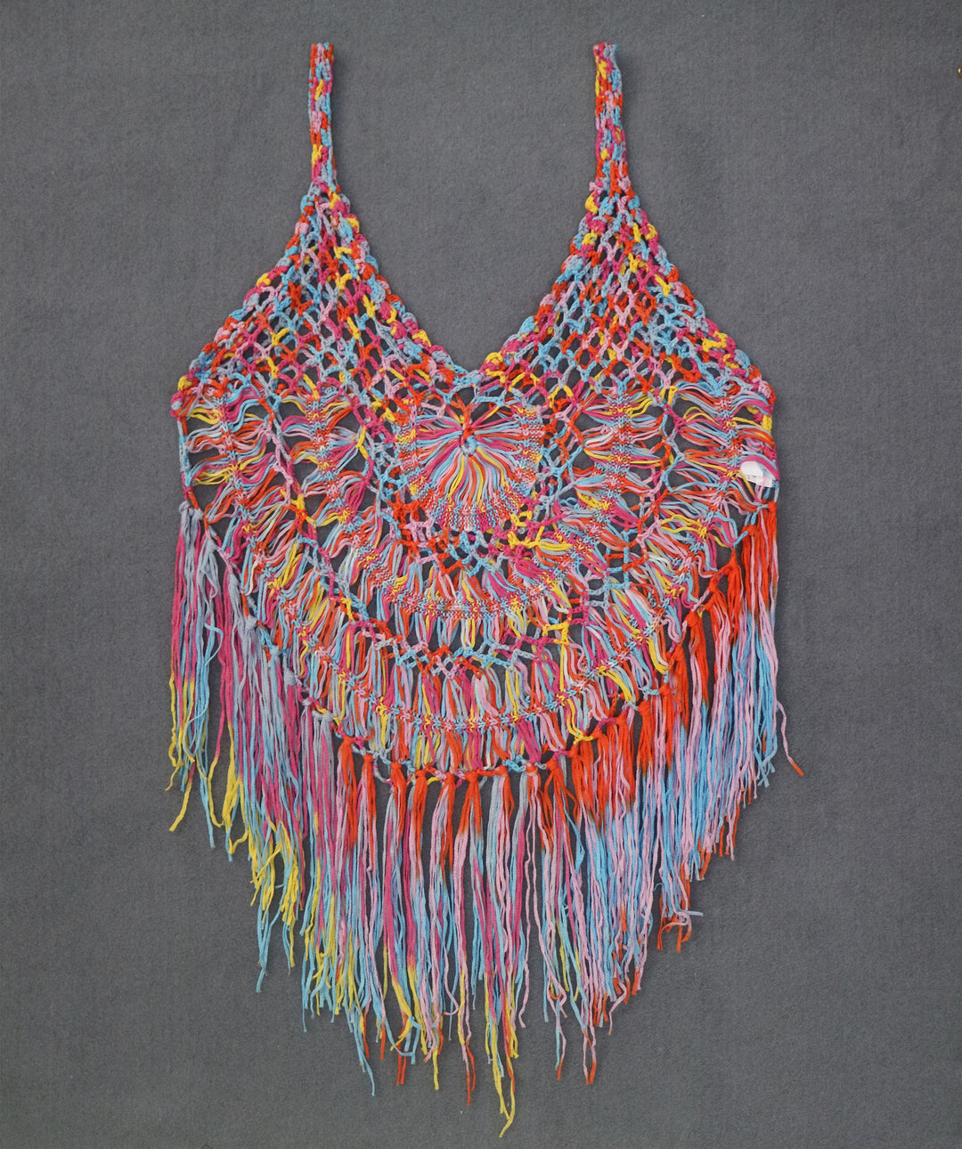 Women's crocheted beach poncho with fringes Mune Fashion