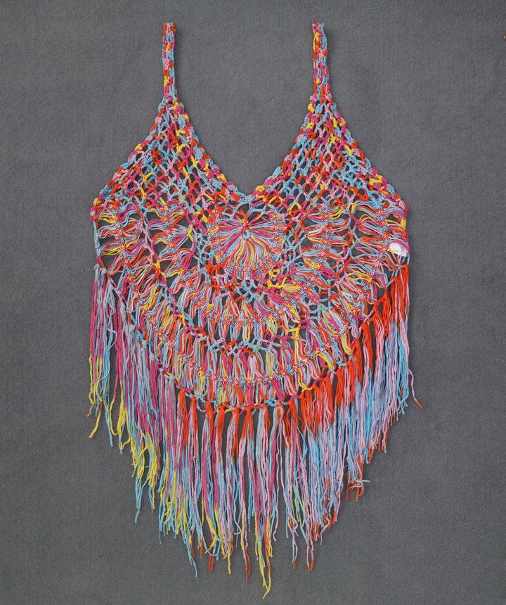 Women's crocheted beach poncho with fringes Mune Fashion