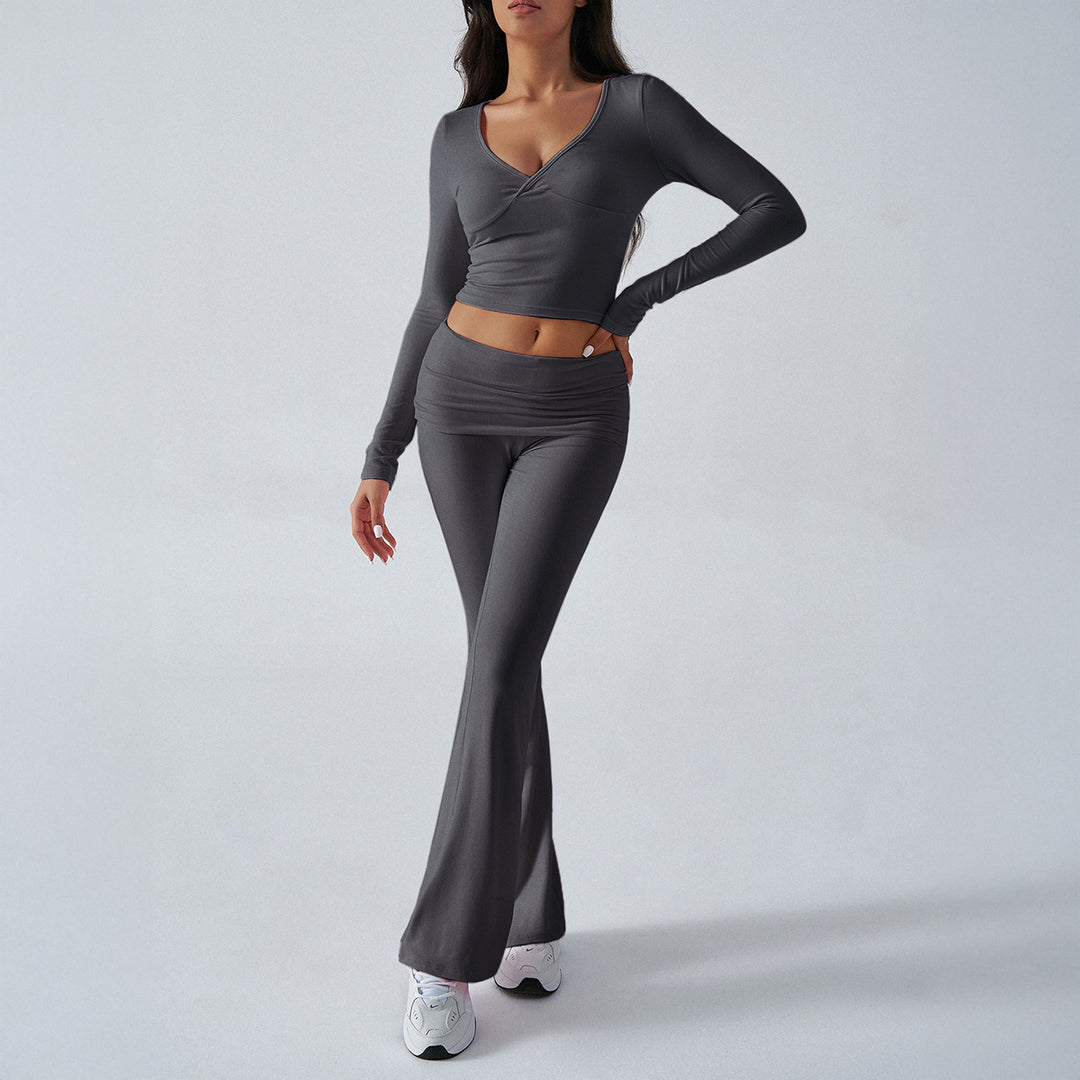 Women's form-fitting yoga set with high waist and V-neck Mune Fashion
