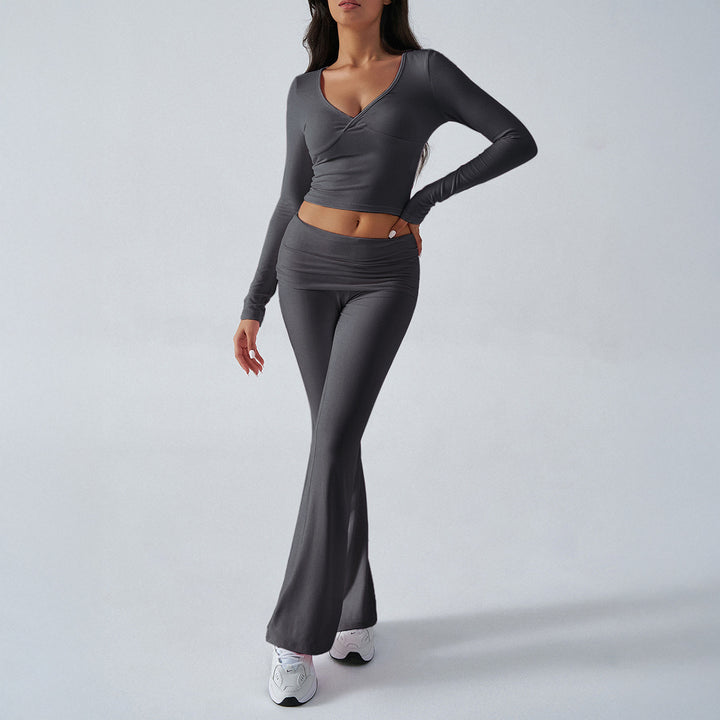 Women's form-fitting yoga set with high waist and V-neck Mune Fashion