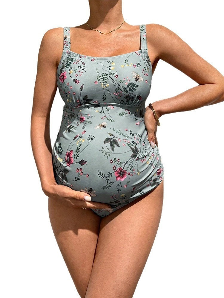 Women’s Maternity Swimsuit with Decorative Floral Pattern Mune Fashion