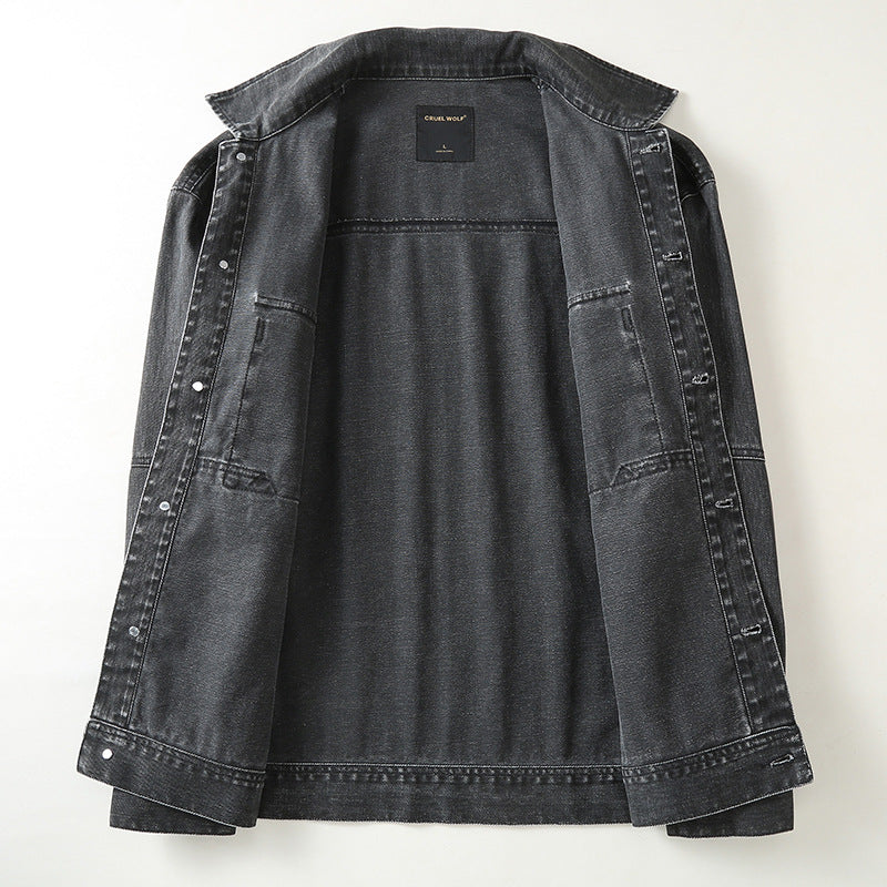 Men's utility denim jacket with oversized chest pockets and full button placket Mune Fashion