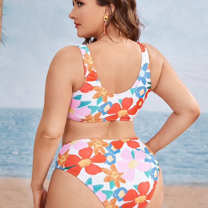 Women's Bikini Set with Floral Design and Adjustable Knot Mune Fashion