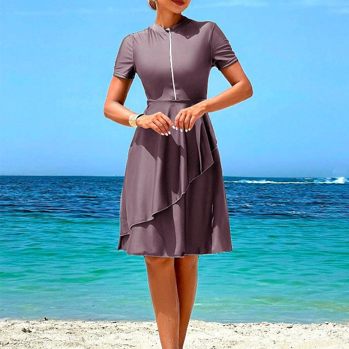 Ladies Elegant Beach Dress with Ruffles Mune Fashion