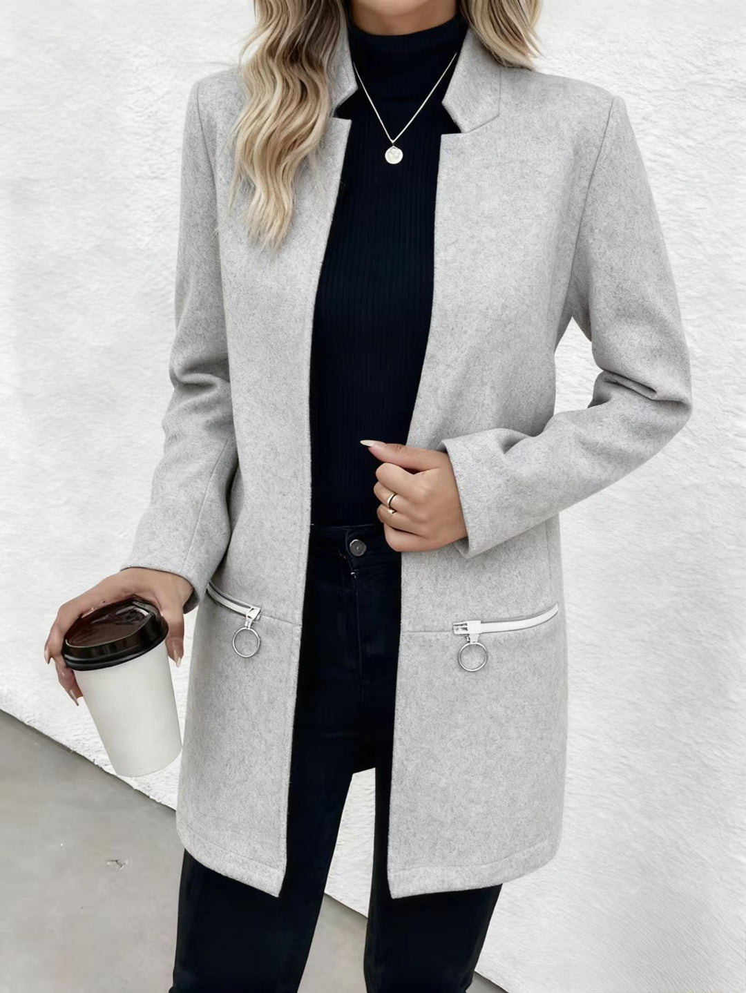 Women's Elegant Blazer with Zipper Pockets Mune Fashion
