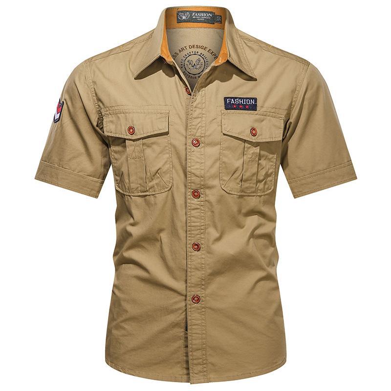 Men's  utility long-sleeve cotton work shirt with dual chest pockets Mune Fashion