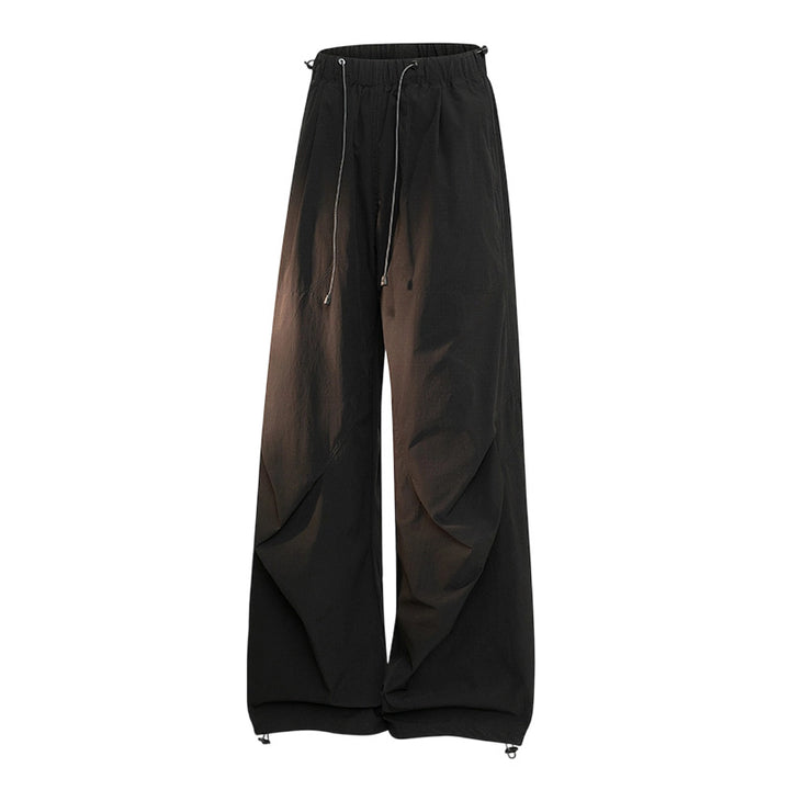 Women's Wide Palazzo Pants with Drawstring Waist, Draped Pleats & Adjustable Hem Mune Fashion